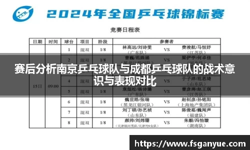 赛后分析南京乒乓球队与成都乒乓球队的战术意识与表现对比